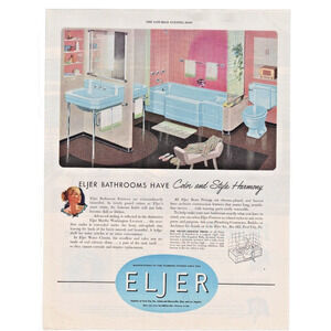 Vintage Original Eljer Bathroom Large Magazine Advertisement Color 1950s